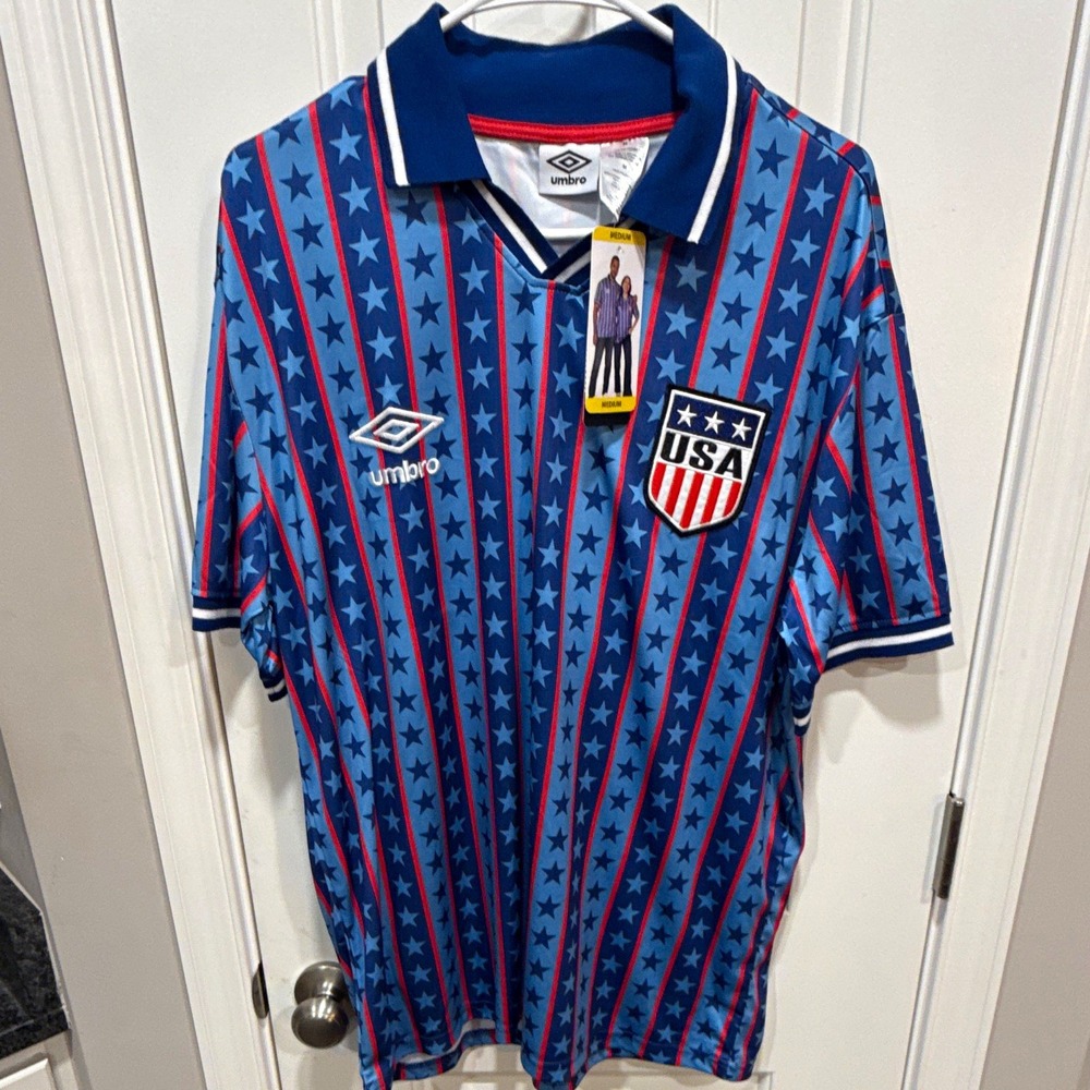 Umbro USA Soccer Jersey Blue Stars & Stripes Short Sleeve Men's M Polyester NWT